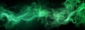 Banner with abstract green flames of fire with burning smoke float up black background. Royalty Free Stock Photo