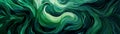 Banner abstract green waves of different shades as a raging storm of emotions with space for text