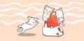 Banner adorable bear and cats are usurping big heart for Valentines day