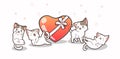 Banner adorable cats and jelly heart with bow