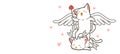 Banner adorable cupid cat is holding arrow