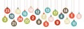 Banner Advent Calendar Hanging Christmas Balls Retro Colors