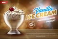 Banner Advertises Vanilla Ice Cream Balls in Glass