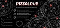 Banner for advertising pizza. Pizza menu. Pizzeria flyer discount. Dark trendy modern design for social media and print