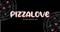 Banner for advertising pizza. Pizza menu. Pizzeria flyer discount. Dark trendy modern design for social media and print