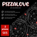 Banner for advertising pizza. Pizza menu. Pizzeria flyer discount. Dark trendy modern design for social media and print