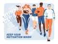 Banner for advertising running competitions or training. A group of athletes running on an abstract background. Different races, Royalty Free Stock Photo