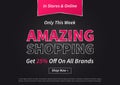 Banner Amazing Shopping vector illustration on black background