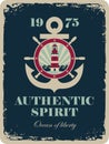 Banner with an anchor and a ship steering