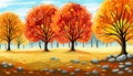 banner Autumn Landscape Forest Blue Cloud Sky on the background of hills and mountains yellow trees Royalty Free Stock Photo