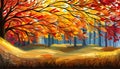 banner Autumn Landscape Forest Blue Cloud Sky on the background of hills and mountains yellow trees Royalty Free Stock Photo