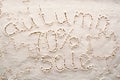 Banner for autumnal sale on white sand Royalty Free Stock Photo