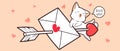 Banner baby white cats and love letter is pierced with an arrow of love Royalty Free Stock Photo