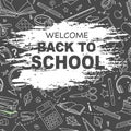 Banner Back To School. Black and white vector.