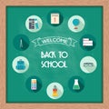 Banner, background, poster, concept from the school and education icons. Back to school. Flat design. Royalty Free Stock Photo