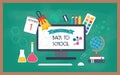 Banner, background, poster from the school and education icons. Back to school. Flat design. Royalty Free Stock Photo