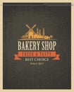 Banner for bakery shop with mill and ears Royalty Free Stock Photo