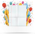 Banner Balloons Letters Folded Checked Paper Royalty Free Stock Photo