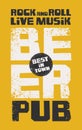 Banner for beer pub with live rock-n-roll music