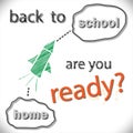 Banner for the beginning of the school year in schools and universities with the question whether they are ready to study and rock