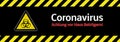 Banner Beware of house scammers! Corona virus in german