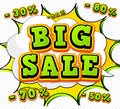 Banner big sale, discount. Pop Art Style, comic book Royalty Free Stock Photo