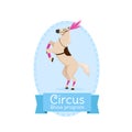 Banner, billboard with horse. Greeting, invitation to circus performance, poster.
