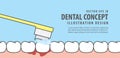 Banner Bleeding when brushing illustration vector on blue background. Dental concept. Royalty Free Stock Photo