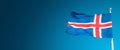 Banner With Blue Icelandic National Civil Flag With Red And White Cross At Blue Sky Background With Copy Space For Text, Closeup,