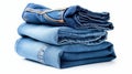 Banner Blue jeans denim set isolated on white background, Generative ai Royalty Free Stock Photo