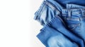 Banner Blue jeans denim set isolated on white background, Generative ai Royalty Free Stock Photo