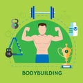 Banner of bodybuilding on a green background