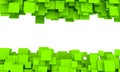 Banner with borders of green cubes