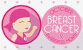 Cute Girl Celebrating Battle Against Breast Cancer in October, Vector Illustration Royalty Free Stock Photo