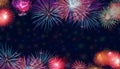 Banner of Brightly Colorful Fireworks background
