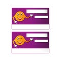 Banner or business card with and a smiley pointing to the information block