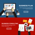 Banner for business plan and business consulting. Flat design illustration concepts for finance, business, management, analysis Royalty Free Stock Photo