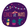 Banner or card for Cinco de Mayo celebration. Holiday poster wit