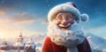 Cartoon Santa Claus, Magic Christmas In Snowy Night. Banner, greeting card, Generative AI Royalty Free Stock Photo