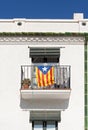 Banner of Catalan independence movement on a balcony