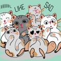 banner with cats with different emotions handmade. Cute funny pets. Speech bubble, cute Royalty Free Stock Photo
