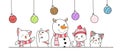 Banner cats and snowman with Christmas balls