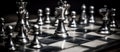 Banner with Chess Battle on Game Board. Generative AI. Royalty Free Stock Photo