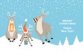 Banner for Christmas and New Year with funny reindeer with gifts Royalty Free Stock Photo