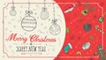 Banner Christmas new year outline color sketches for decoration postcard design background style childrens Doodle greeting