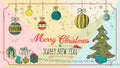 Banner Christmas new year outline color sketches for decoration postcard design background style kids Doodle greeting lettering