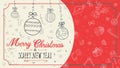 Banner Christmas new year outline sketches for decoration postcard design background style childrens Doodle greeting inscription