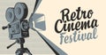 Banner for cinema festival with old movie camera