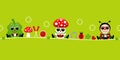 Banner Cloverleaf Fly Agaric And Ladybug Sunglasses Icons Green Royalty Free Stock Photo