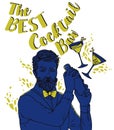 Banner for cocktails bar with trendy bartender